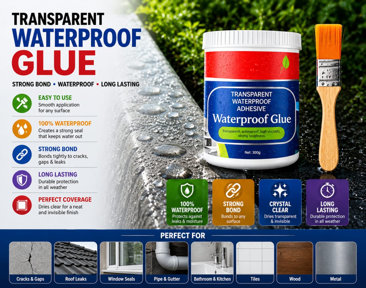 Transparent waterproof glue (buy 1 get 1 free)