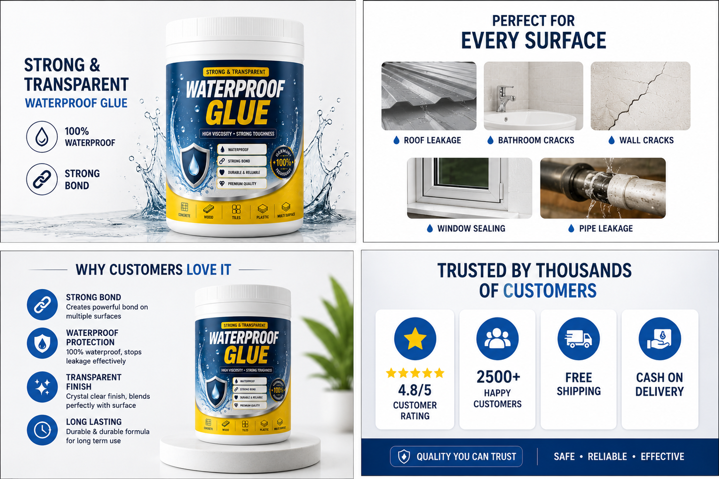 Transparent waterproof glue
